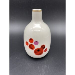 Misha Zadeh‎ 180 Vase Red Poppy Flower, 5 1/4" h Bottle Shape, Gold Detailing